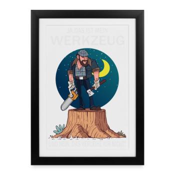 Lumberjack and his tools - Framed poster (27 × 37 cm) - black - Front