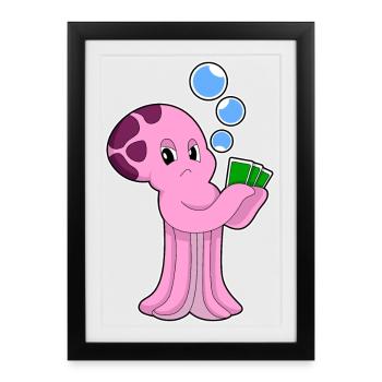 Cartes de poker Krake Poker - Affiche encadrée (27 × 37 cm) - noir - Devant