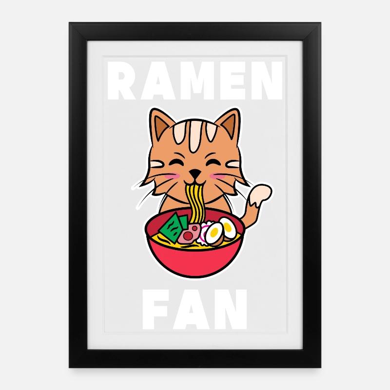 Cat Manga Déclaration Anime Japon Cartoon - Affiche encadrée (27 × 37 cm) - noir