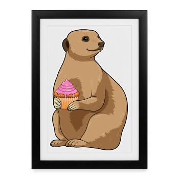 Muffin suricate - Affiche encadrée (27 × 37 cm) - noir - Devant