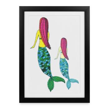 Mer Junior Gris Mère Fille - Affiche encadrée (27 × 37 cm) - noir - Devant