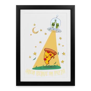 Alien Pizza 2 - Affiche encadrée (27 × 37 cm) - noir - Devant