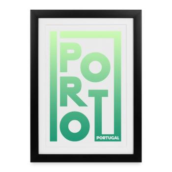 Porto Portugal Cadre dégradé - Affiche encadrée (27 × 37 cm) - noir - Devant