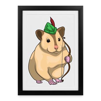 Hamster Bogenschütze Bogen - Gerahmtes Poster (27 × 37 cm) - Schwarz - Vorne
