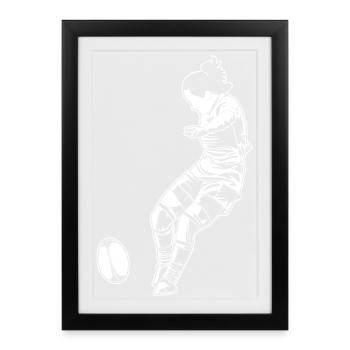 Joueuse de rugby filles - Affiche encadrée (27 × 37 cm) - noir - Devant