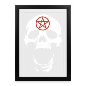 Crâne blanc et pentagramme rouge - Affiche encadrée (27 × 37 cm) - noir - Devant