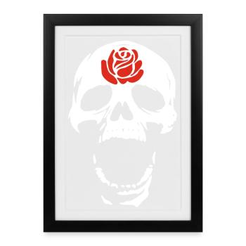 Le crâne blanc et la rose - Affiche encadrée (27 × 37 cm) - noir - Devant