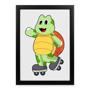 Schildkröte Inline skating Inline skates - Gerahmtes Poster (27 × 37 cm) - Schwarz - Vorne