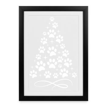 Empreinte de patte - Sapin de Noël - Affiche encadrée (27 × 37 cm) - noir - Devant
