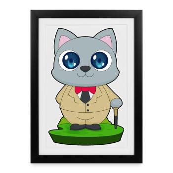Canne de marche pour pensionnaires chats - Affiche encadrée (27 × 37 cm) - noir - Devant