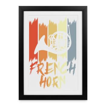 French Horn Vintage Look - Framed poster (27 × 37 cm) - black - Front