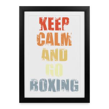 Gardez votre calme et faites de la boxe - Affiche encadrée (27 × 37 cm) - noir - Devant