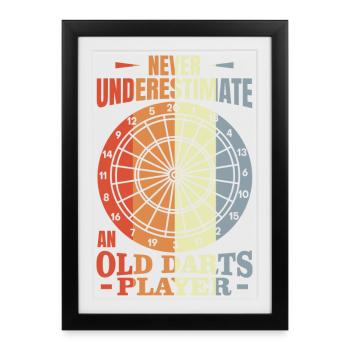 Joueur de fléchettes Grand-père - Affiche encadrée (27 × 37 cm) - noir - Devant