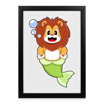 Sirène Lion - Affiche encadrée (27 × 37 cm) - noir - Devant