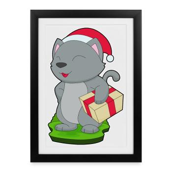Cat Christmas Package - Framed poster (27 × 37 cm) - black - Front