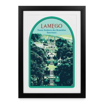 Lamego, Sanctuaire Notre-Dame-des-Remèdes - Affiche encadrée (27 × 37 cm) - noir - Devant