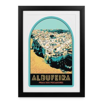 Illustration Albufeira aerial view - Framed poster (27 × 37 cm) - black - Front