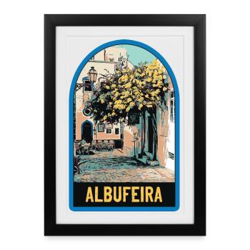 Picturesque alley, old town, Albufeira - Framed poster (27 × 37 cm) - black - Front
