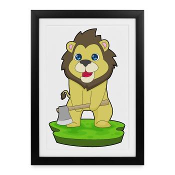 Forêt de la Hache du Lion Bûcheron - Affiche encadrée (27 × 37 cm) - noir - Devant