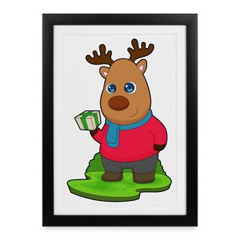Forfait de Noël renne - Affiche encadrée (27 × 37 cm) - noir - Devant