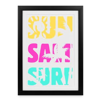 Été de surf salé au soleil - Affiche encadrée (27 × 37 cm) - noir - Devant