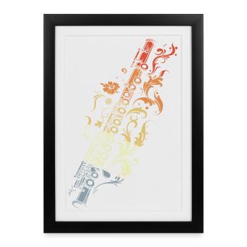 Flute Graphic Retro Style - Framed poster (27 × 37 cm) - black - Front