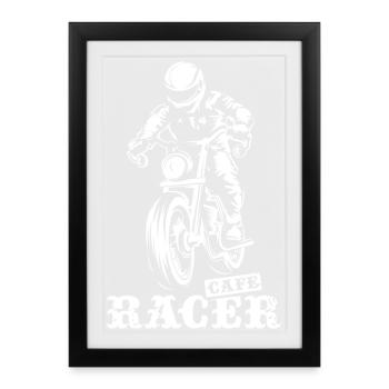 Caferacer Retro Racer Custom Biker Icon - Affiche encadrée (27 × 37 cm) - noir - Devant
