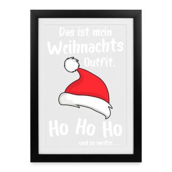 Mein Weihnachtsoutfit Weihnachtsmütze Ho Ho Ho - Gerahmtes Poster (27 × 37 cm) - Schwarz - Vorne