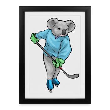 Bâton de hockey sur glace Koala - Affiche encadrée (27 × 37 cm) - noir - Devant