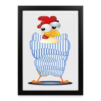 HÜHNER HÜHNERSTALL - HERBST WINTER - Gerahmtes Poster (27 × 37 cm) - Schwarz - Vorne