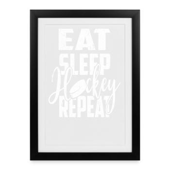 Eat Sleep Hockey Repeat - Framed poster (27 × 37 cm) - black - Front