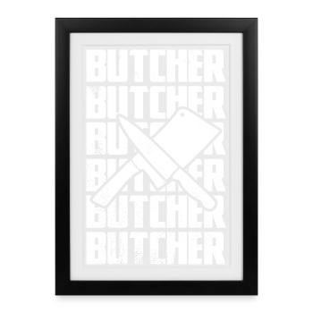 Drôle de boucher - Affiche encadrée (27 × 37 cm) - noir - Devant