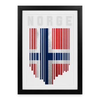 Drapeau norvégien, fierté norvégienne - Affiche encadrée (27 × 37 cm) - noir - Devant