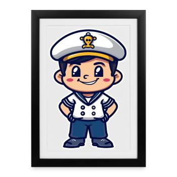Little Sailor Captain Comic - Framed poster (27 × 37 cm) - black - Front