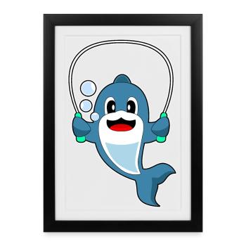 Delfin Seilspringen Springseil Fitness - Gerahmtes Poster (27 × 37 cm) - Schwarz - Vorne