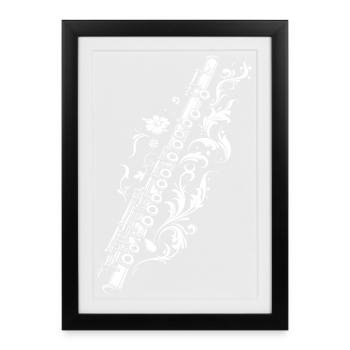 Flute Drawing - Framed poster (27 × 37 cm) - black - Front