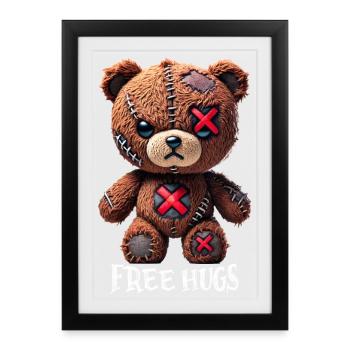 Câlins gratuits Teddy Bear - Affiche encadrée (27 × 37 cm) - noir - Devant