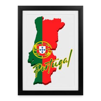 Drapeau du Portugal, fierté portugaise - Affiche encadrée (27 × 37 cm) - noir - Devant