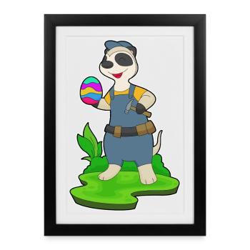 Erdmännchen Ostern Handwerker - Gerahmtes Poster (27 × 37 cm) - Schwarz - Vorne