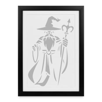 Arcane Wizard with Staff - Framed poster (27 × 37 cm) - black - Front