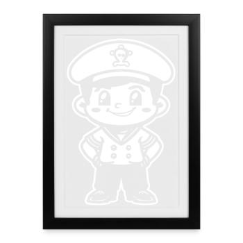 Little Sailing Captain Cartoon - Framed poster (27 × 37 cm) - black - Front