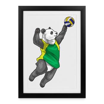 Panda Joueur de volley-ball Volley-ball - Affiche encadrée (27 × 37 cm) - noir - Devant