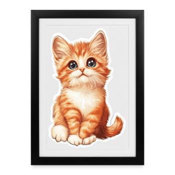 Cute Cat Kitten - Framed poster (27 × 37 cm) - black - Front