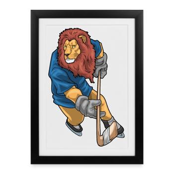 Bâton de hockey sur glace Lion - Affiche encadrée (27 × 37 cm) - noir - Devant