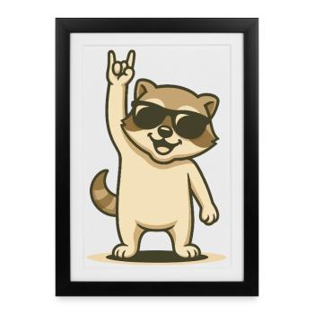 Bébé Rock’n’Raccoon - Affiche encadrée (27 × 37 cm) - noir - Devant
