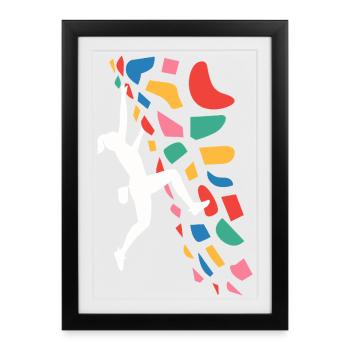 Bouldering Climber Colorful Holds - Framed poster (27 × 37 cm) - black - Front