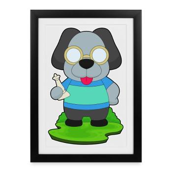 Chien Pièces d’échecs Queen Chess - Affiche encadrée (27 × 37 cm) - noir - Devant