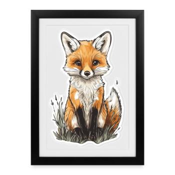 Fox - Framed poster (27 × 37 cm) - black - Front