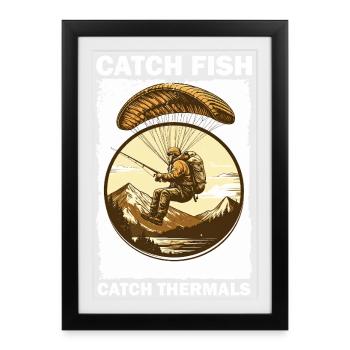 Abenteuerliches Fischen im Gebirge - Gerahmtes Poster (27 × 37 cm) - Schwarz - Vorne