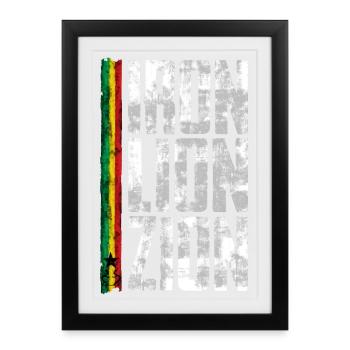 Lion de fer Design rastafari - Affiche encadrée (27 × 37 cm) - noir - Devant